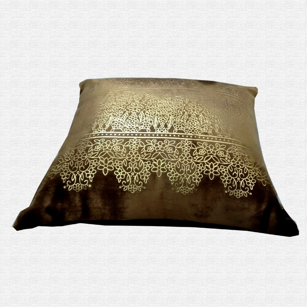 Velvet Golden Print Floral Pattern Throw Pillow Cushion Cover Set of 5