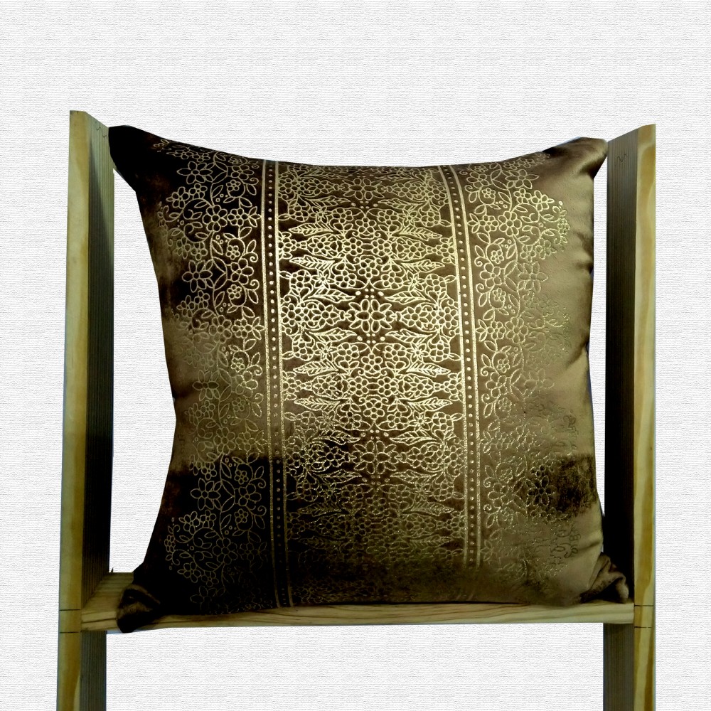 Velvet Golden Print Floral Pattern Throw Pillow Cushion Cover Set of 5