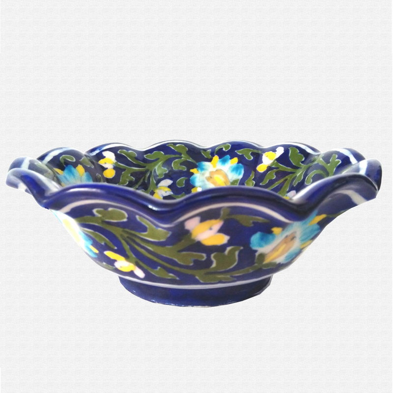 Original Blue Pottery lotus shape bowl Original Blue Pottery lotus shape bowl