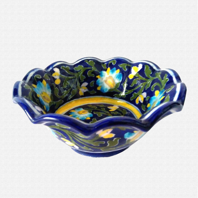 Original Blue Pottery lotus shape bowl Original Blue Pottery lotus shape bowl