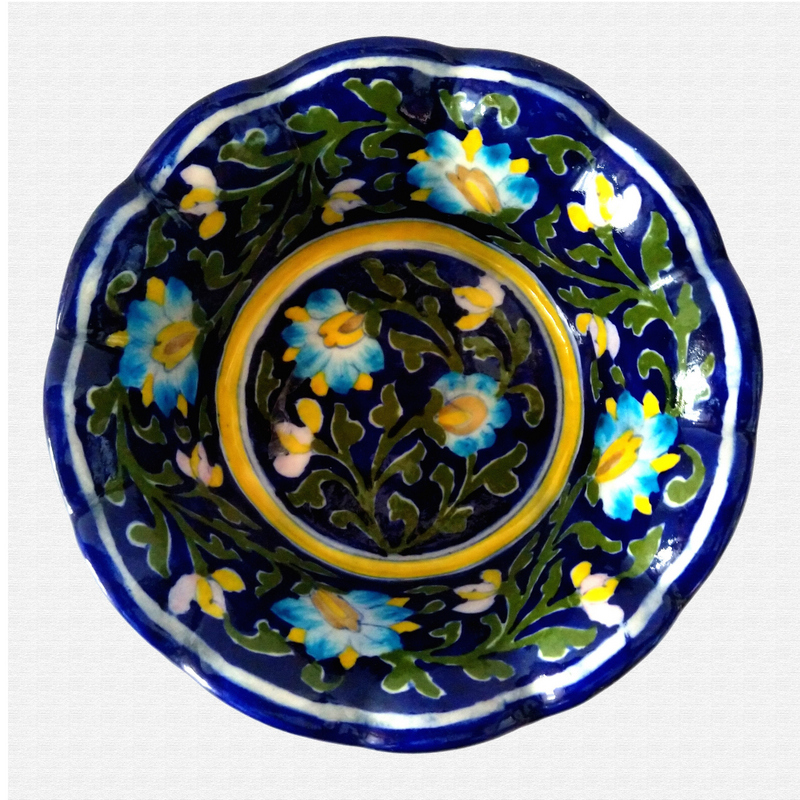 Original Blue Pottery lotus shape bowl Original Blue Pottery lotus shape bowl