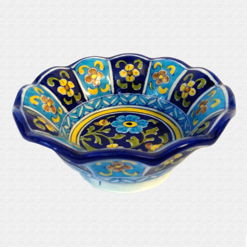 Original Blue Pottery lotus shape bowl Original Blue Pottery lotus shape bowl