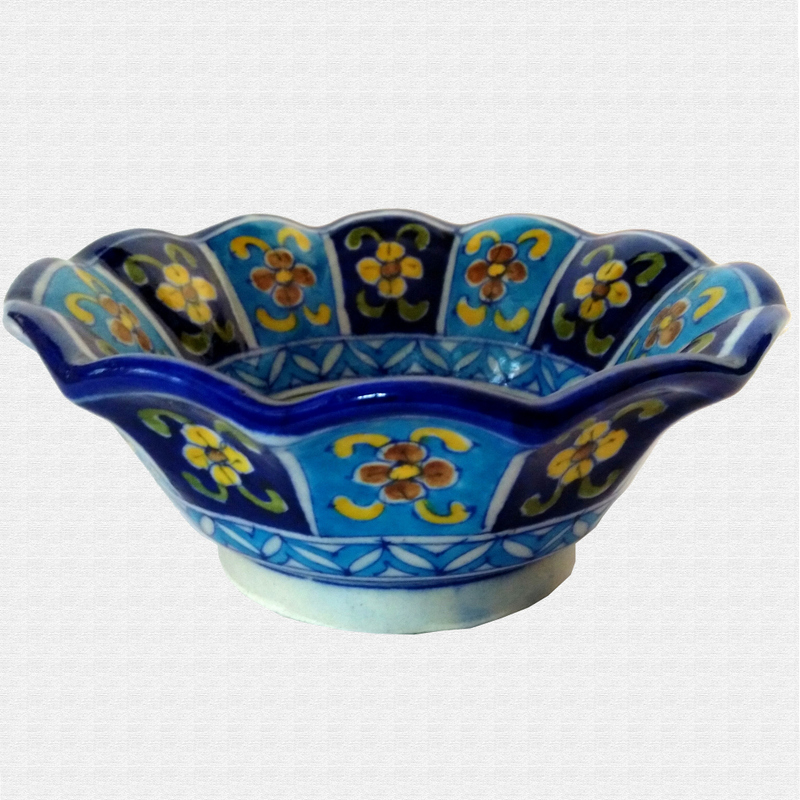 Original Blue Pottery lotus shape bowl Original Blue Pottery lotus shape bowl