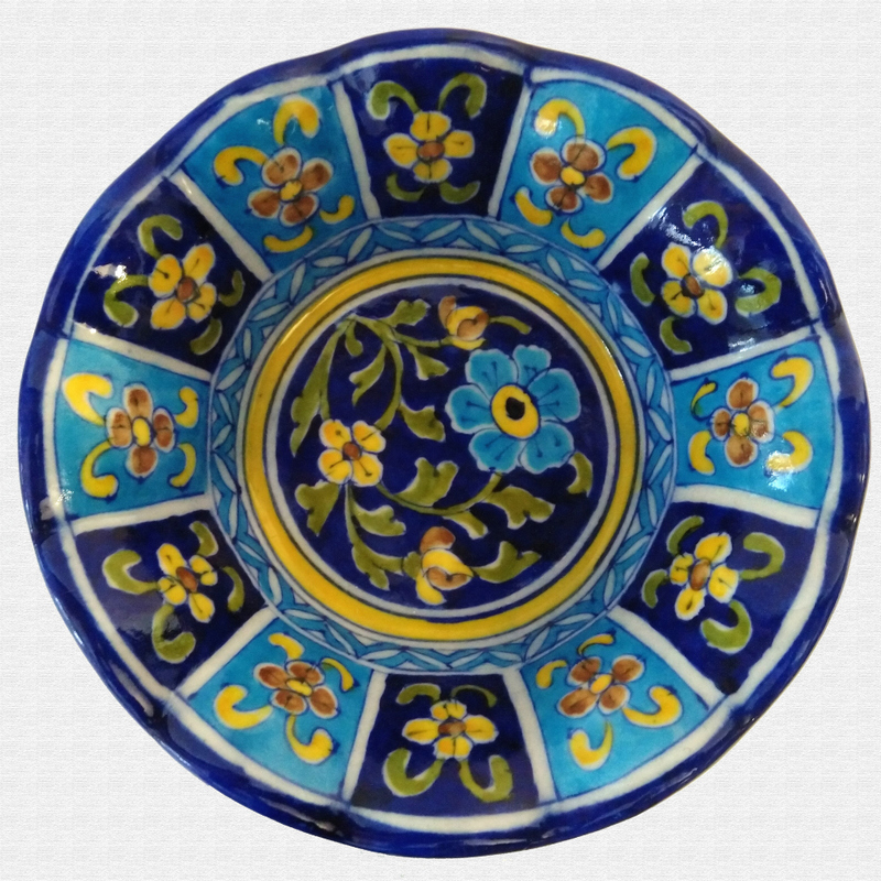 Original Blue Pottery lotus shape bowl Original Blue Pottery lotus shape bowl