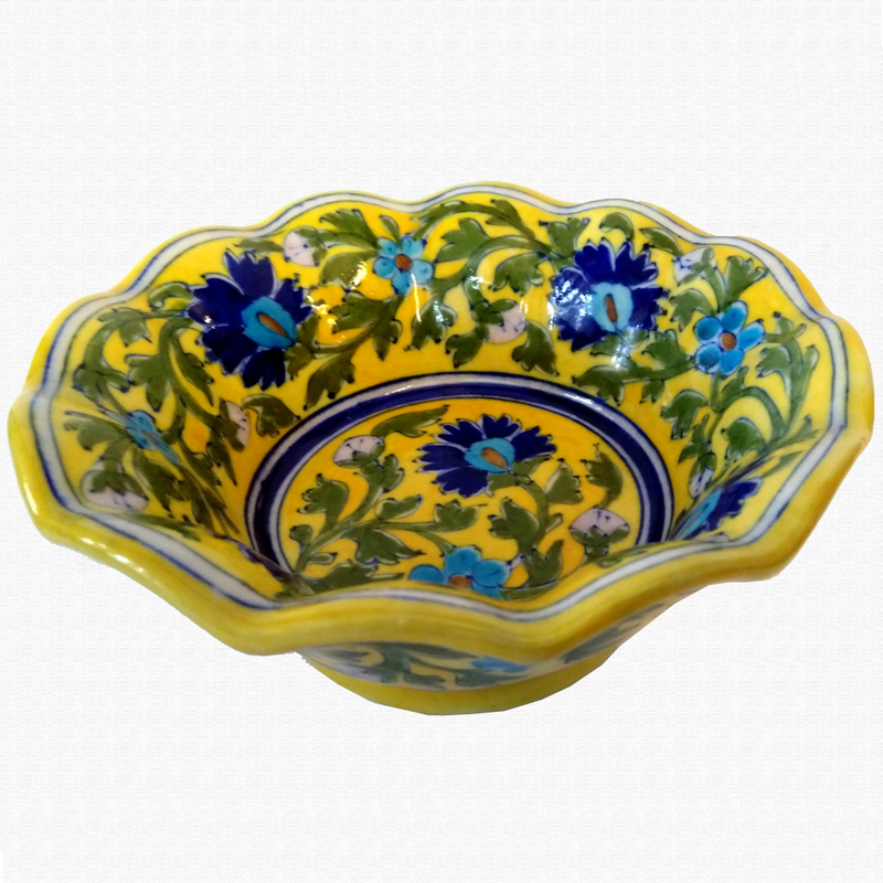 Original Blue Pottery lotus shape bowl