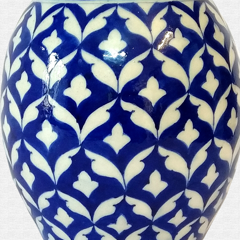 Original Blue Pottery flower vase drum shape