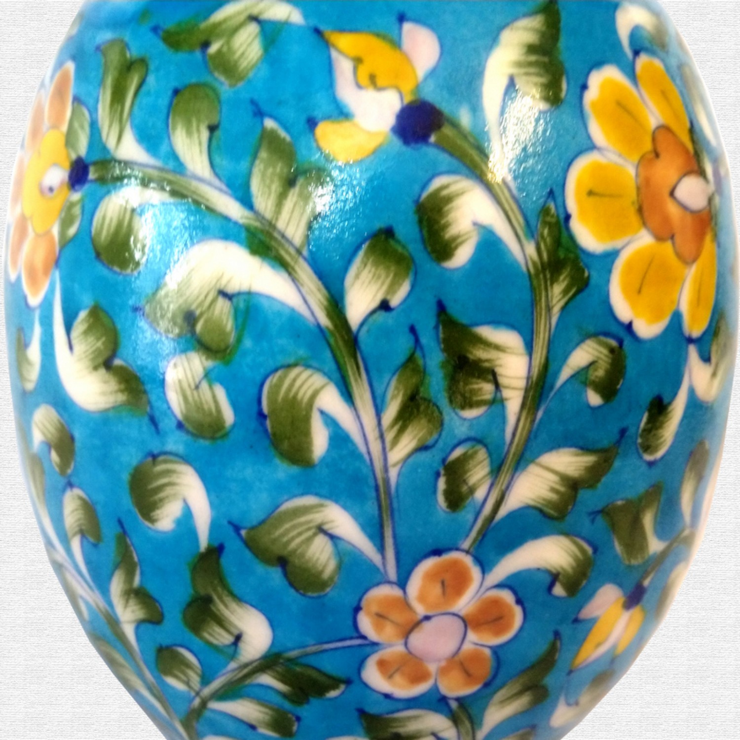 Original Blue Pottery flower vase drum shape