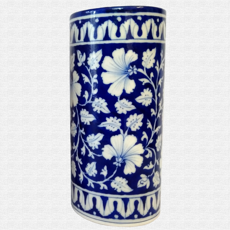 Original Blue Pottery flower vase cylinder shape Original Blue Pottery flower vase cylinder shape