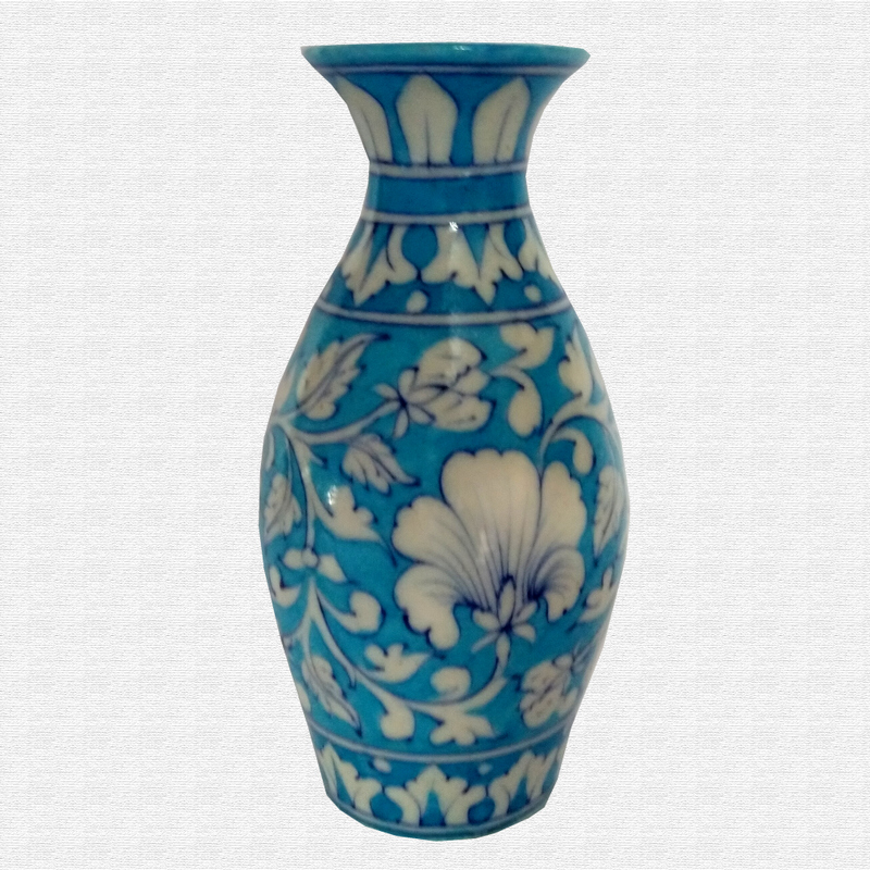 Original Blue Pottery flower pot drum shape