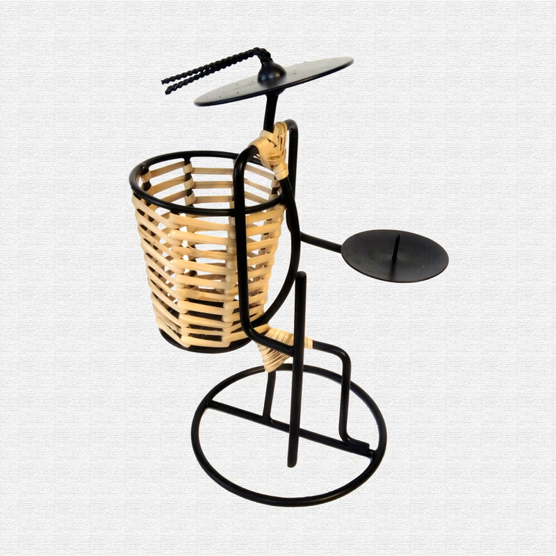 Metal Craft basket Lady Table Pen Holder & T light Holder 