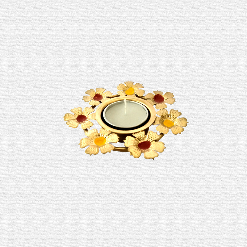 Decorative Flower Shape Metal T Light Holder Set of 6