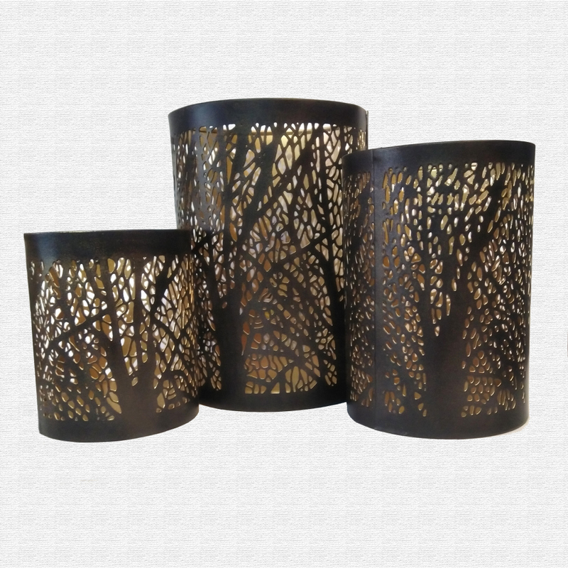 Decorative Tree Pattern metal candle holder set of 3 Decorative Tree Pattern metal candle holder set of 3