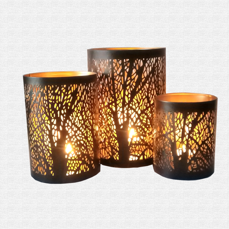 Decorative Tree Pattern metal candle holder set of 3 Decorative Tree Pattern metal candle holder set of 3