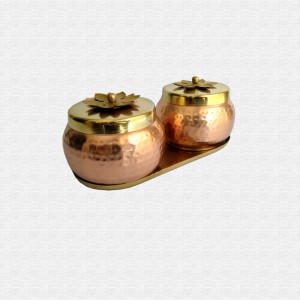 Multiutility Metal Copper Brass Dry fruit Box Set of 2 with Tray 