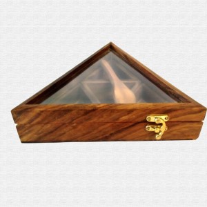 Multiutility Sheesham Triangle Shape Wooden Masala Box with 4 wooden containers  